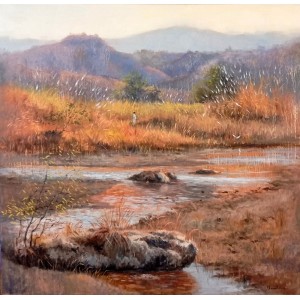 Tahir Bilal Ummi, 36 x 36 Inch, Oil on Canvas, Landscape Painting, AC-TBL-145